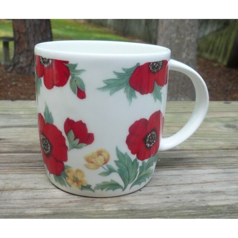 Roy Kirkham Red Monet Poppies Bone China Mug Sophie Shape England